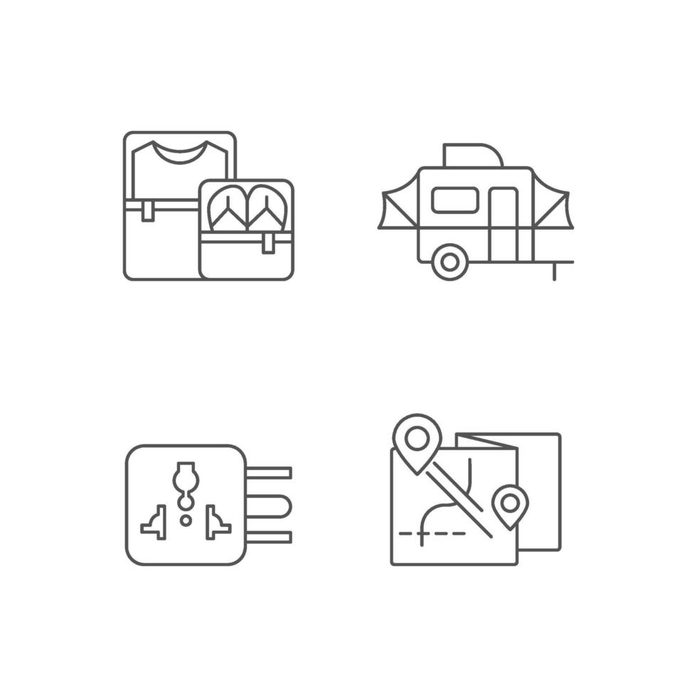 Traveler pack linear icons set vector