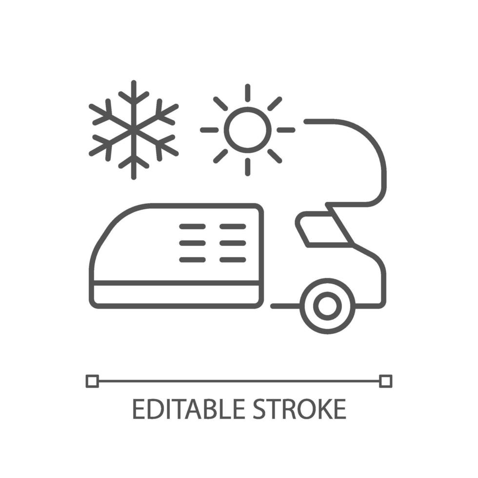 RV air conditioning and heating linear icon vector