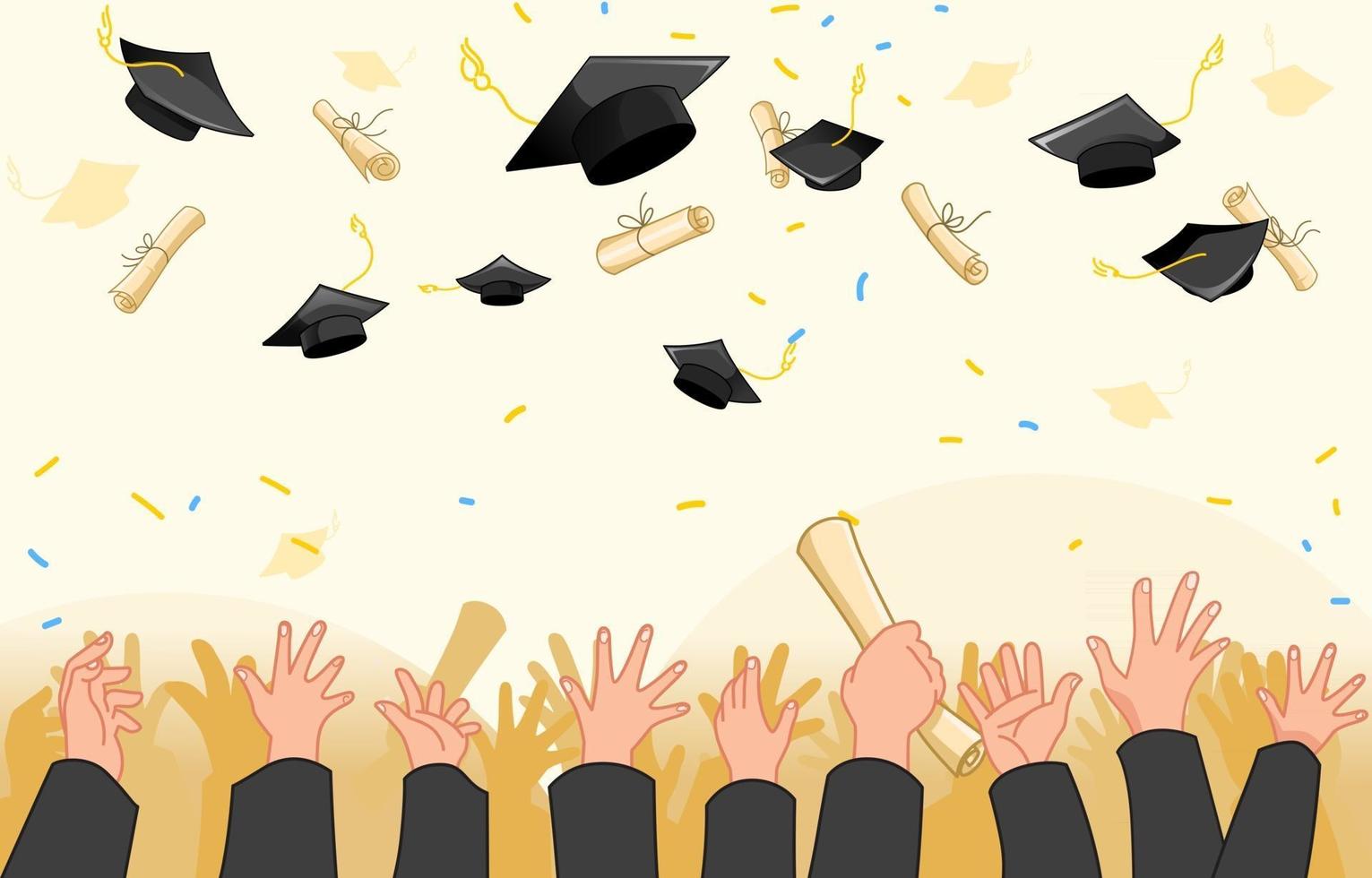 Graduation Throwing Hat Background vector