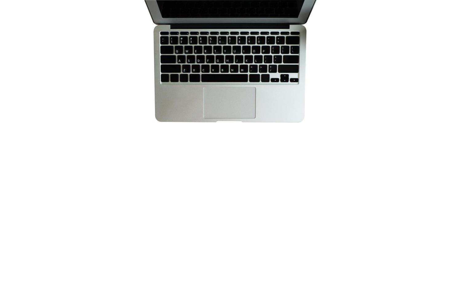 Top view of a laptop isolated on a white background photo