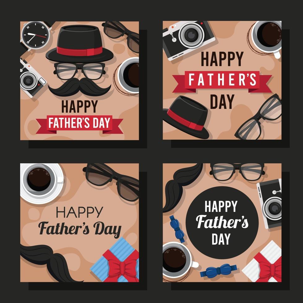 Flat Happy Father's Day Card vector