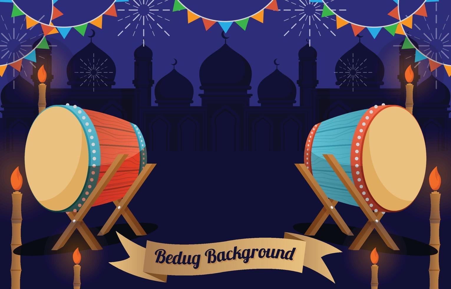 Ramadan Background With Bedug vector