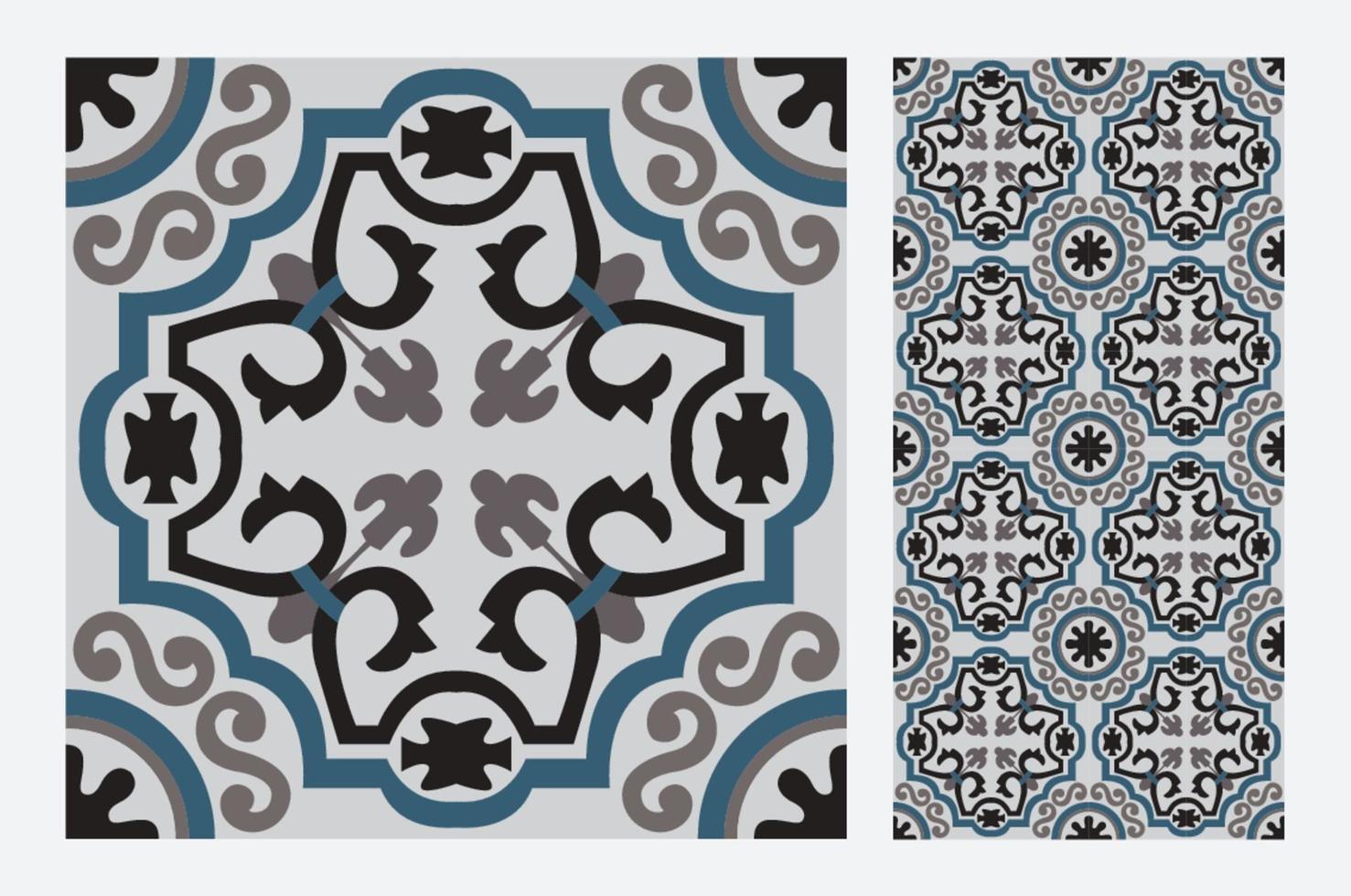 vintage tiles patterns antique seamless design in Vector illustration