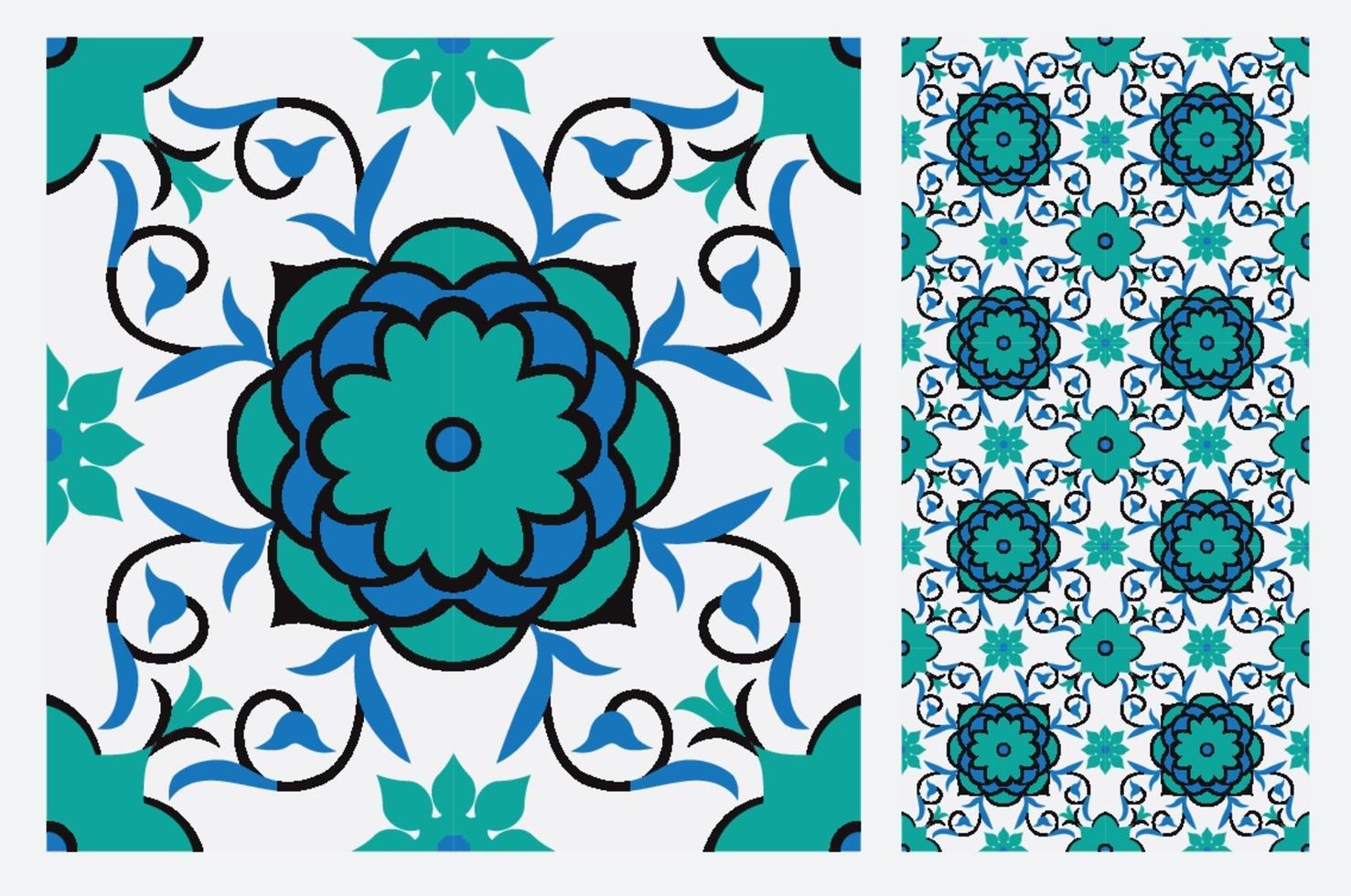 Patrones de azulejos vintage antiguo diseño sin costuras en ilustración vectorial vector