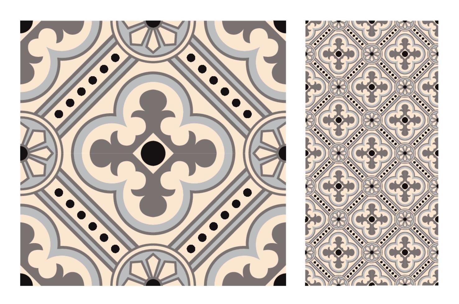 Patrones de azulejos vintage antiguo diseño sin costuras en ilustración vectorial vector