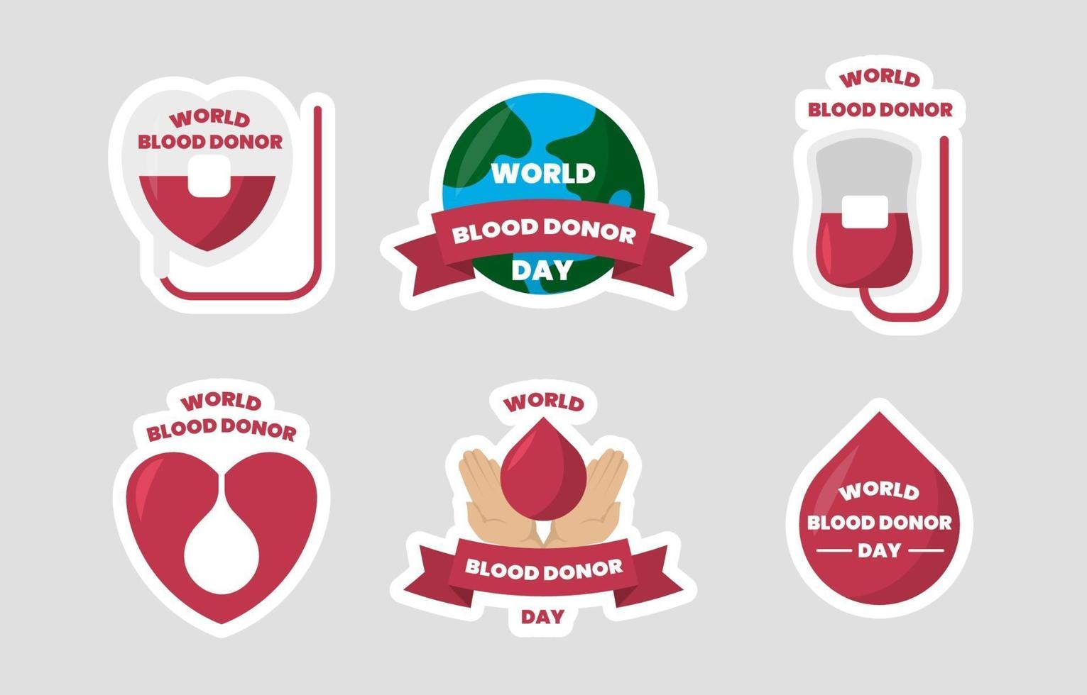 colección de pegatinas del día mundial del donante de sangre vector