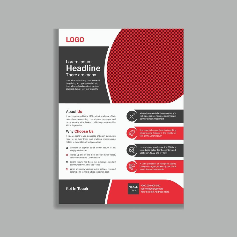 Red Professional and Modern business Promotional leaflet flyer template design vector