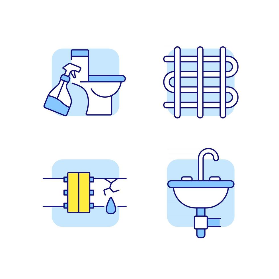 Plumbing RGB color icons set vector