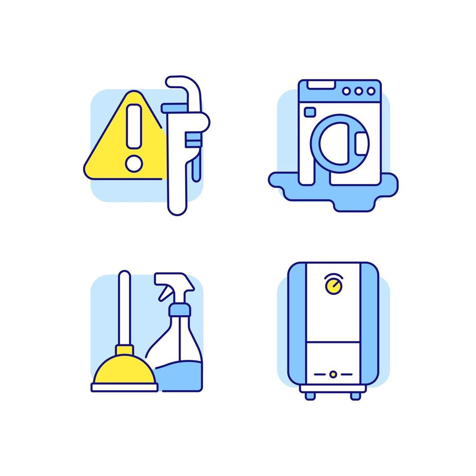 Plumbing RGB color icons set vector