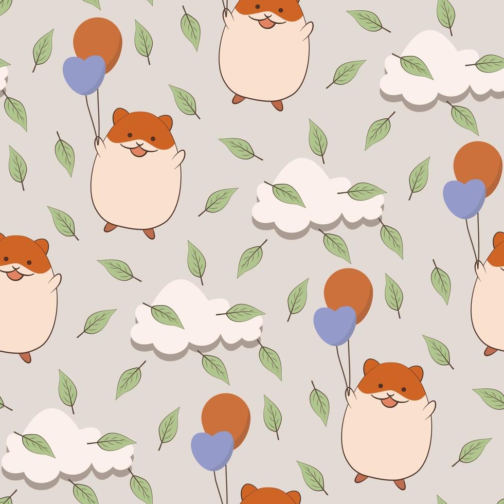 Seamless pattern about hamster holding balloons vector