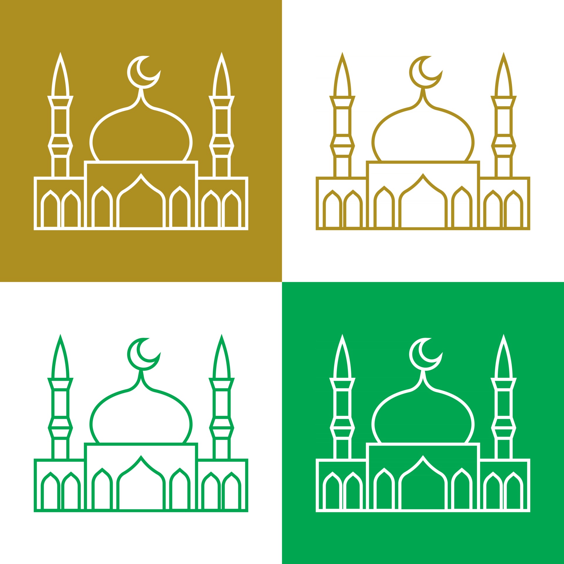 Mosque simple vector icons set 2382594 Vector Art at Vecteezy