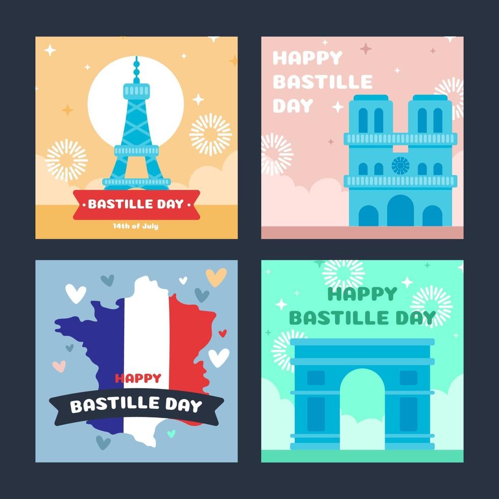 Bastille Day Card Pack vector