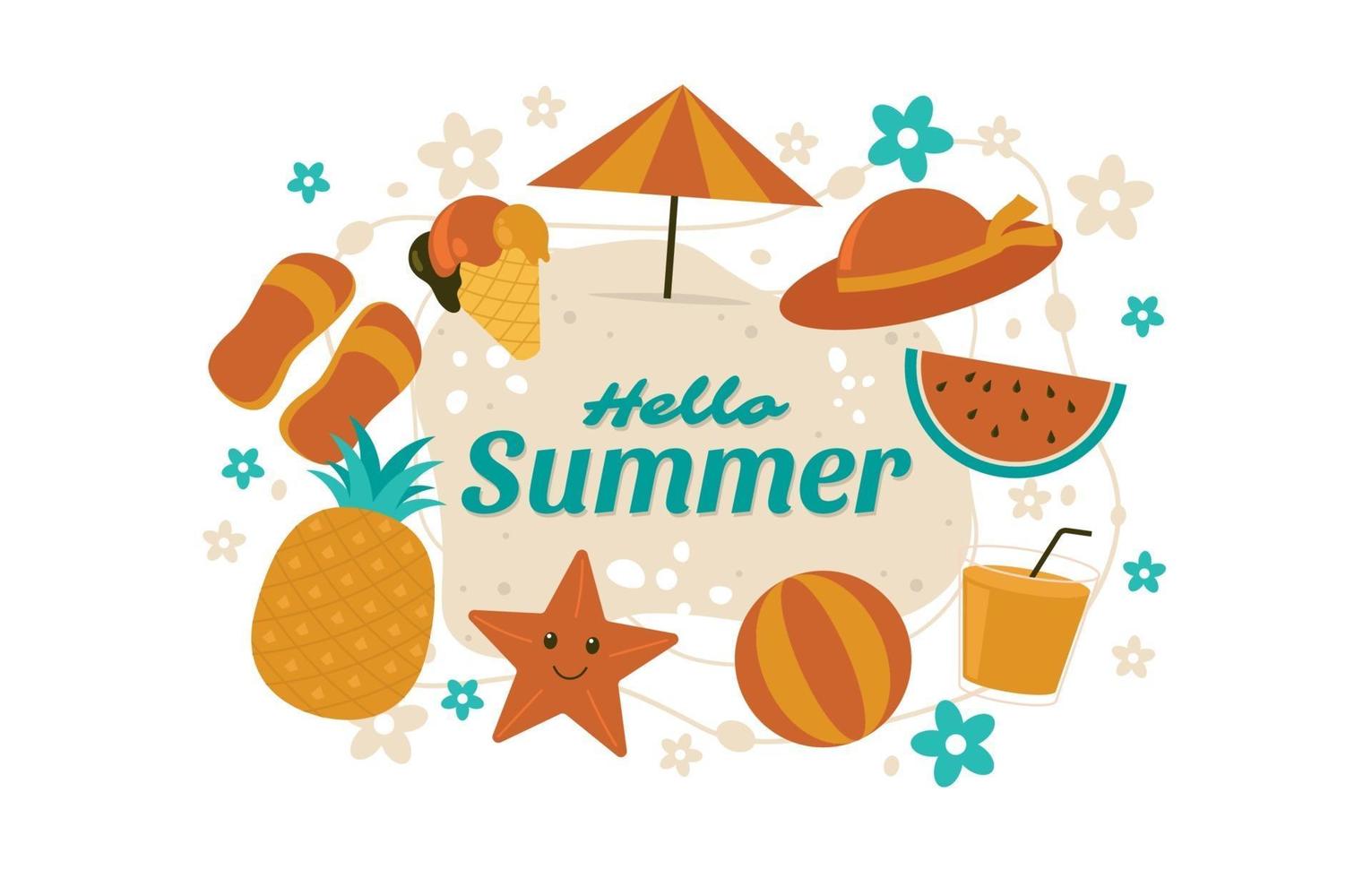 Summer elements background vector