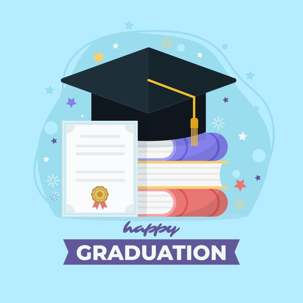 Graduation hat background vector