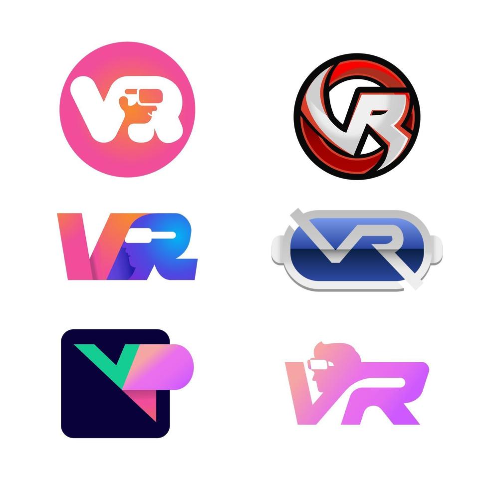 conjunto de logotipo de tecnología vr vector