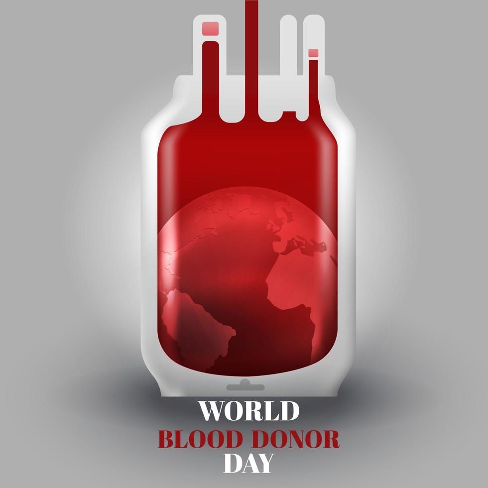 Realistic blood bag illustration for world blood donor day vector