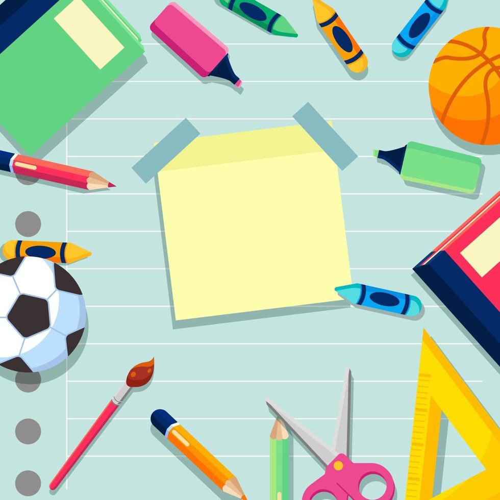 Back to School stationary supply background vector