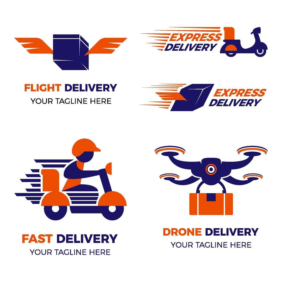 moderno conjunto de logotipos de entrega vector