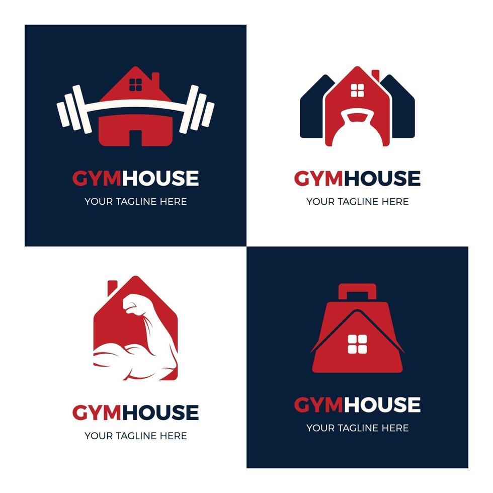 conjunto de logotipos de casa de gimnasio simple moderno vector