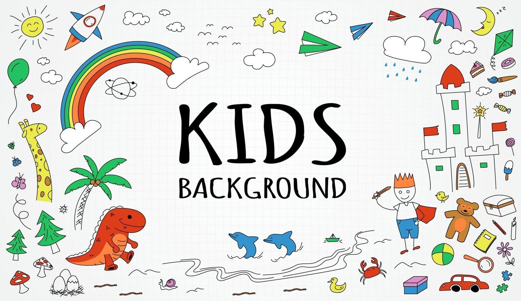 Handrawn Styled Kids Background vector