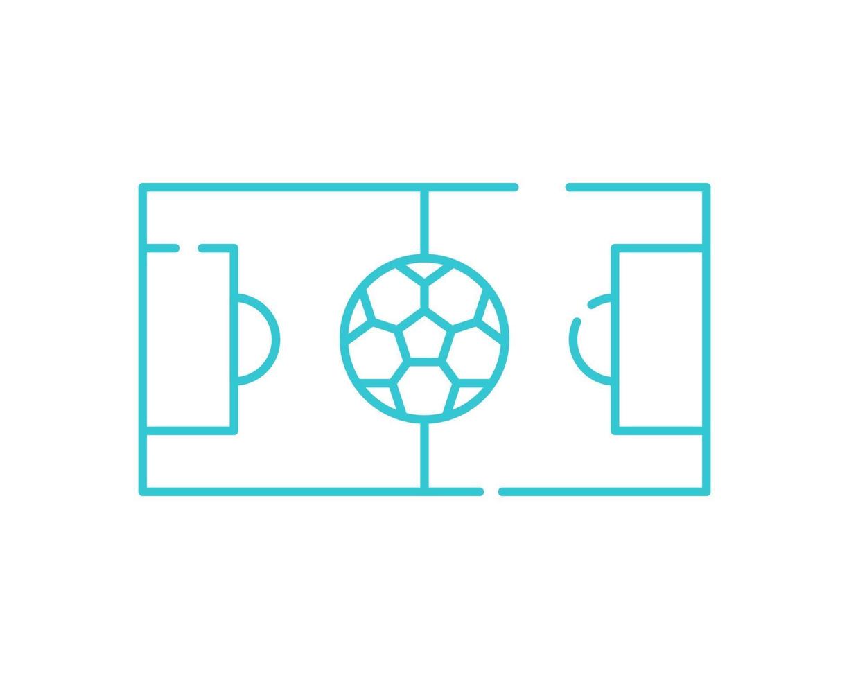 icono de delgada línea de campo de fútbol. símbolo del área de juego de fútbol, pictograma de estilo de contorno sobre fondo blanco. signo deportivo para concepto móvil y diseño web. gráficos vectoriales vector