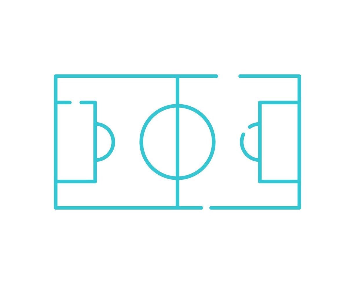 icono de delgada línea de campo de fútbol. símbolo del área de juego de fútbol, pictograma de estilo de contorno sobre fondo blanco. signo deportivo para concepto móvil y diseño web. gráficos vectoriales vector