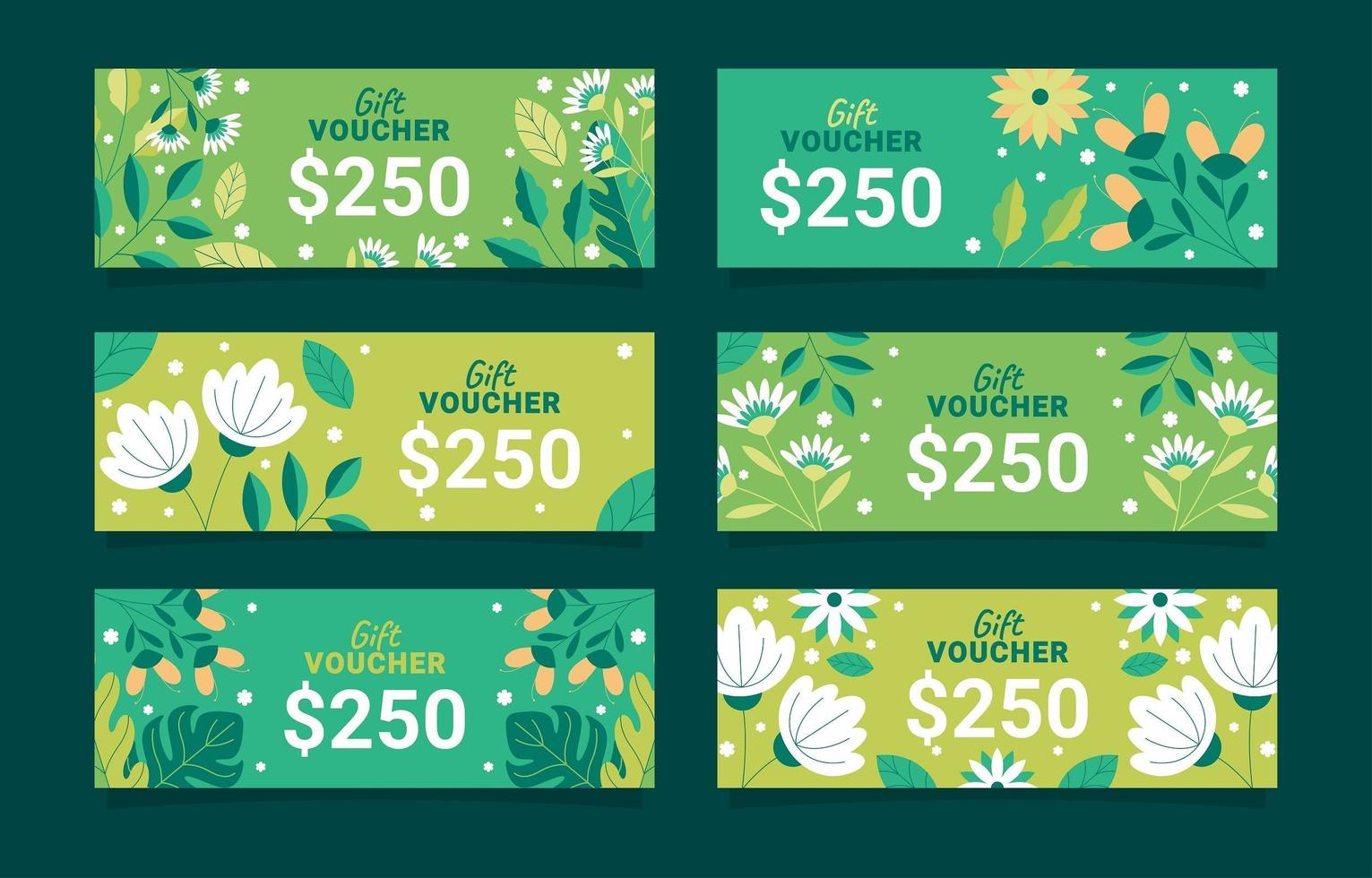 Gift voucher with nature leaves and flower element vector