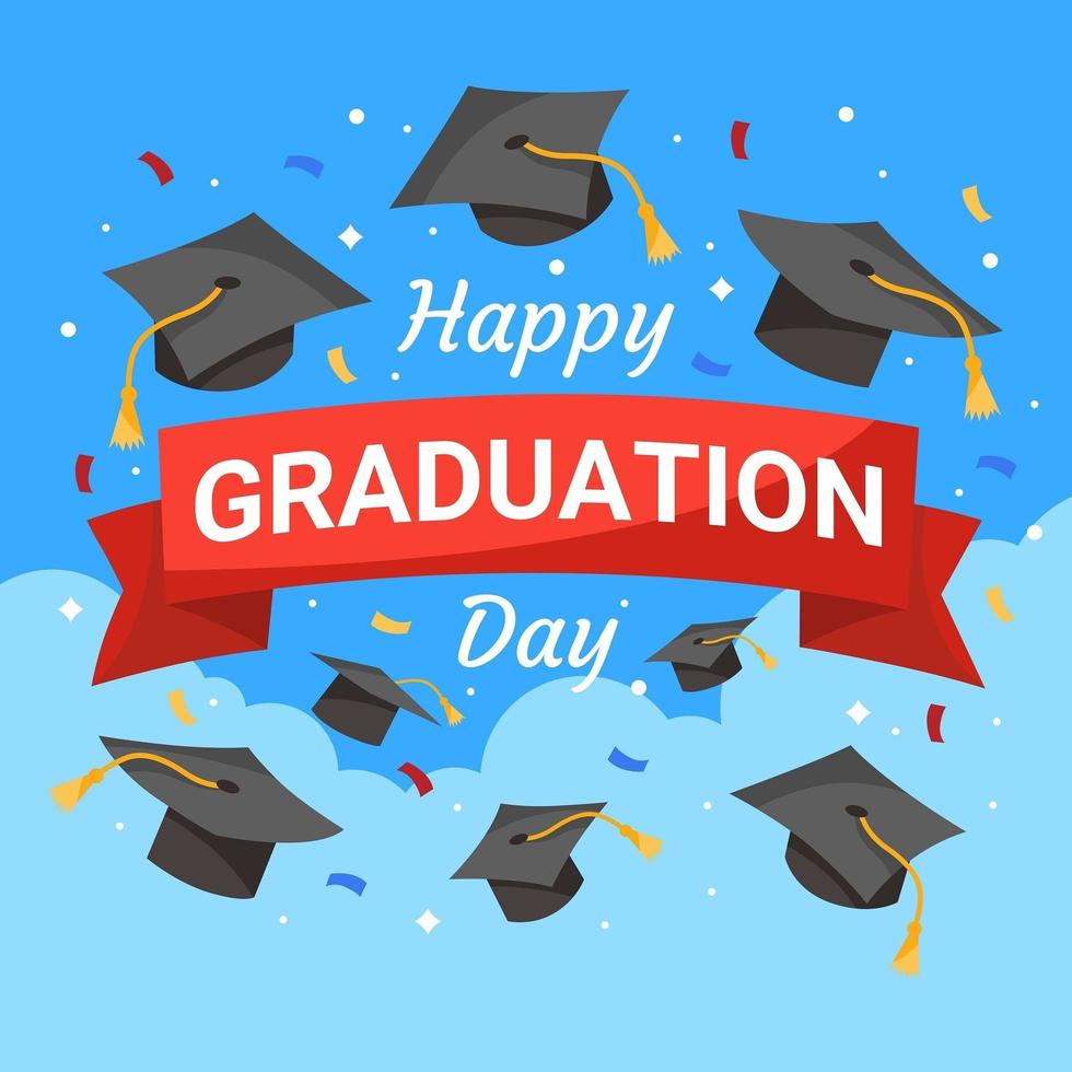 Happy graduation day throwing hat 2382838 Vector Art at Vecteezy