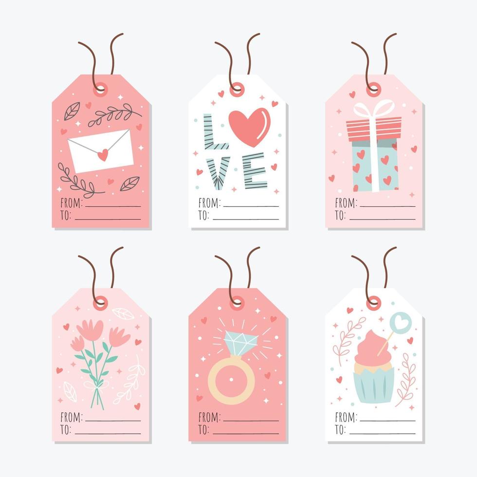 Love gift tag with colorful and cute element vector