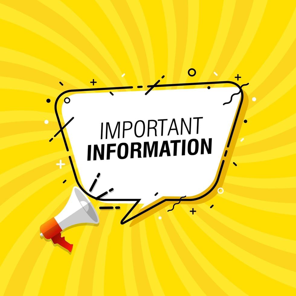 Important information speech bubble vector illustration