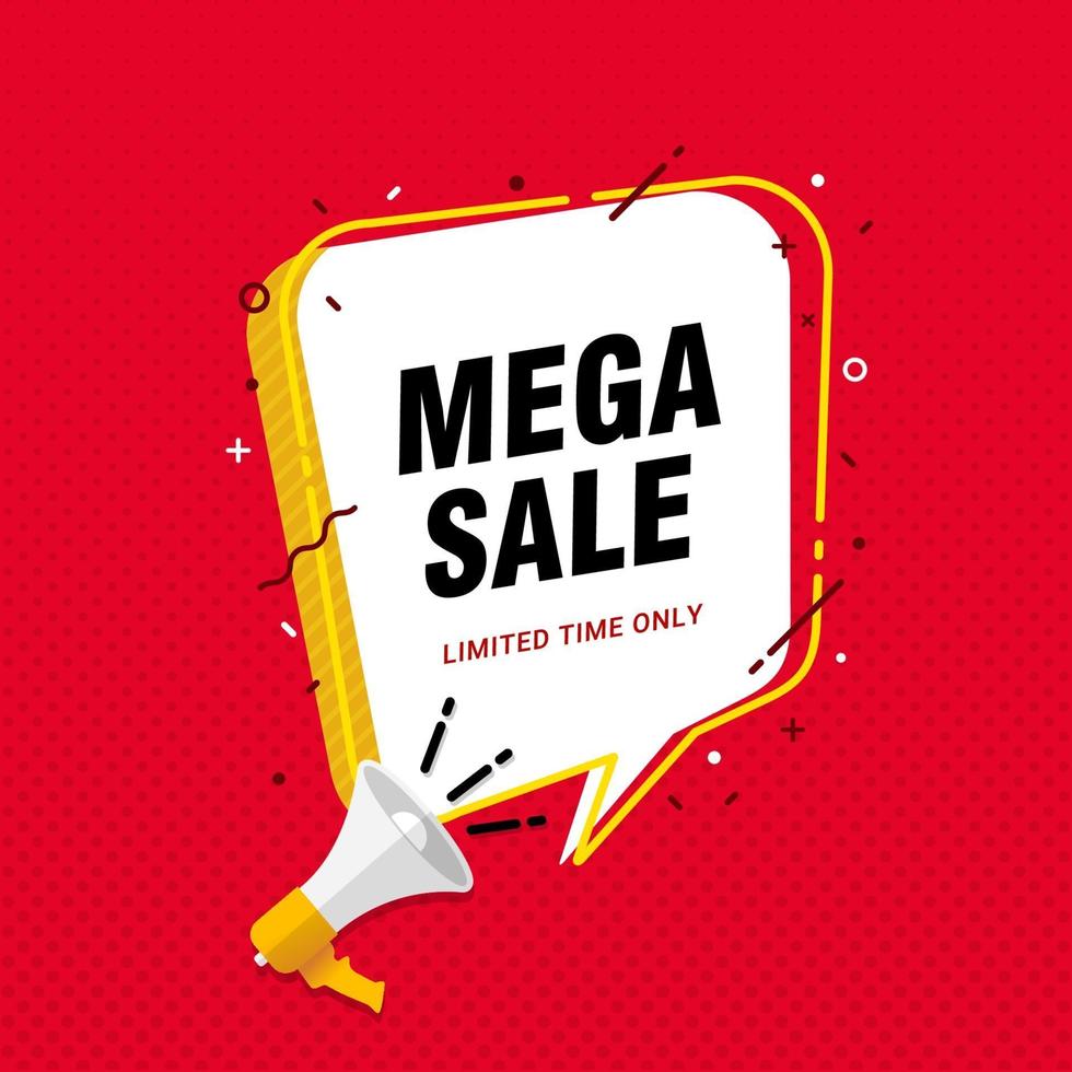 Mega sale banner design concept with megaphone and speech bubble vector