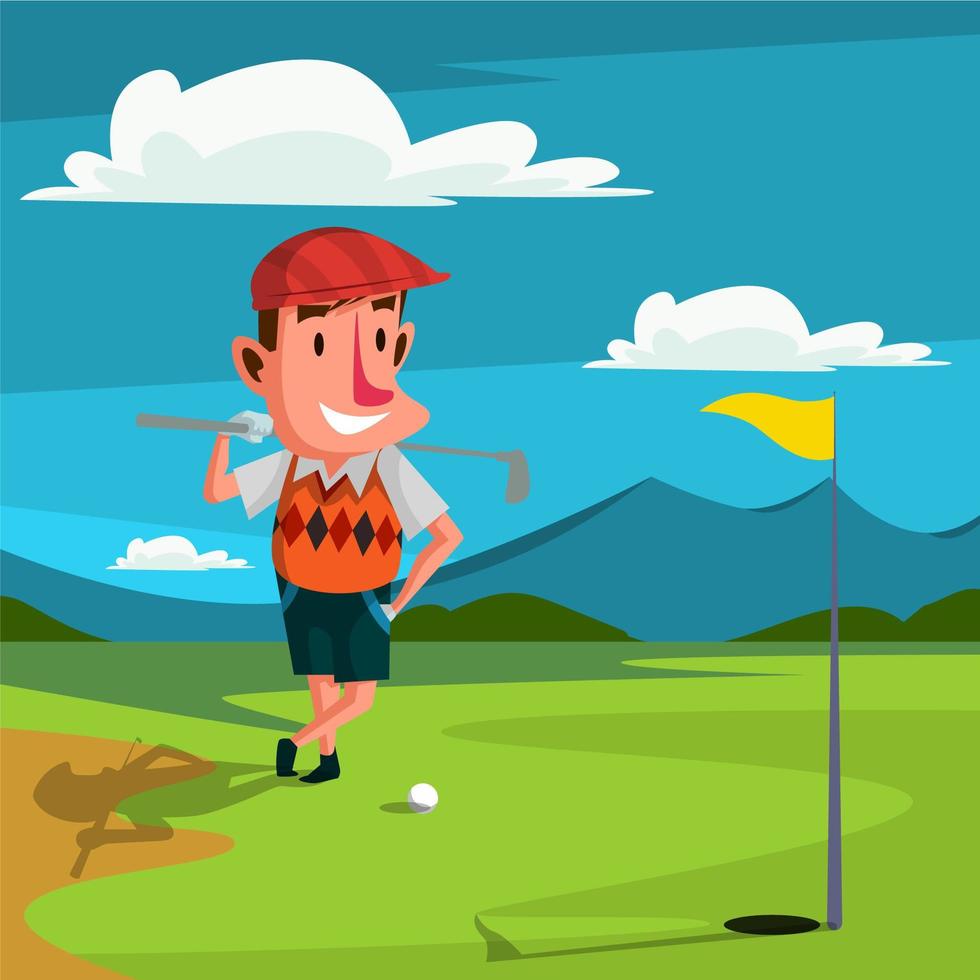 un hombre jugando al golf actividad al aire libre vector