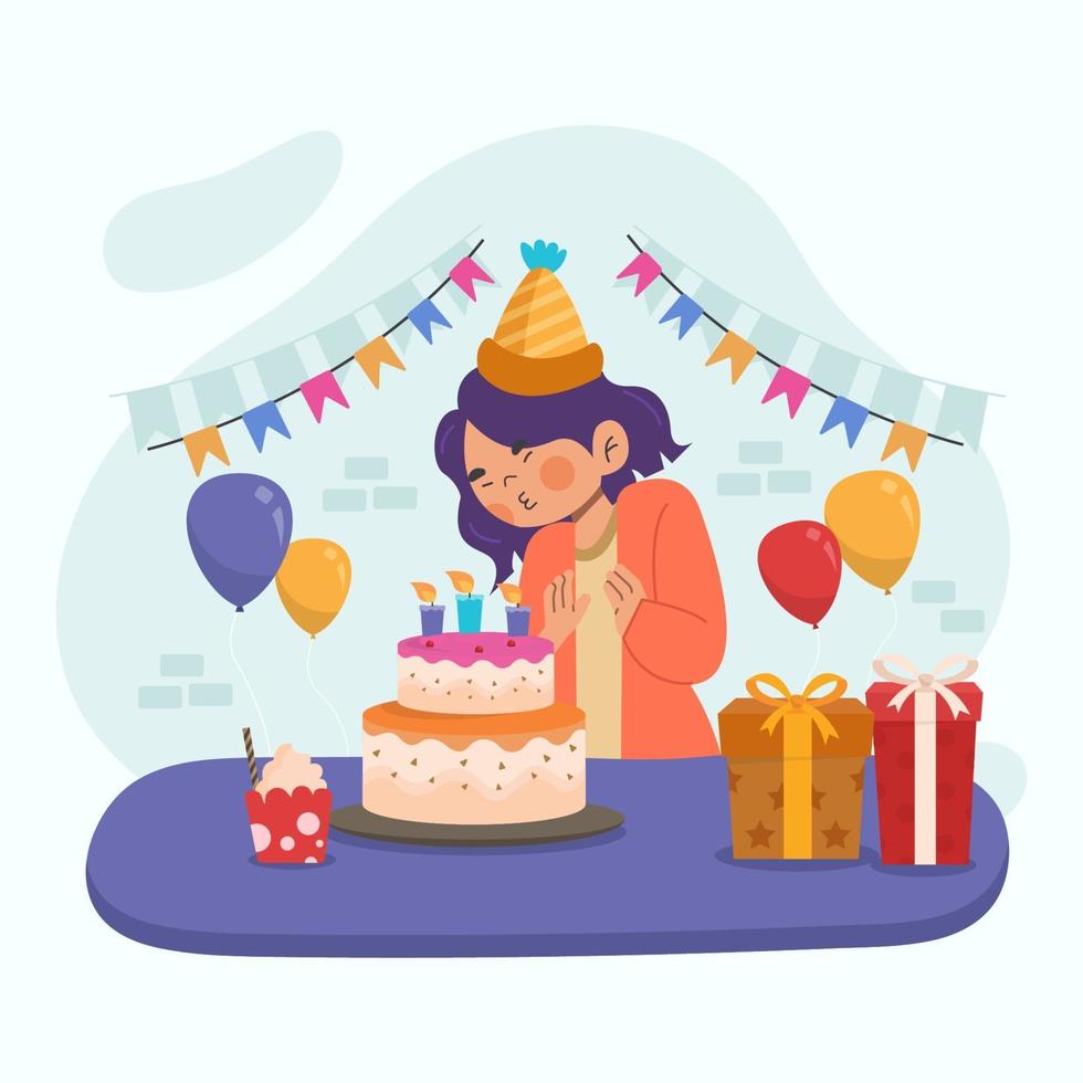 la mujer celebra su cumpleaños vector