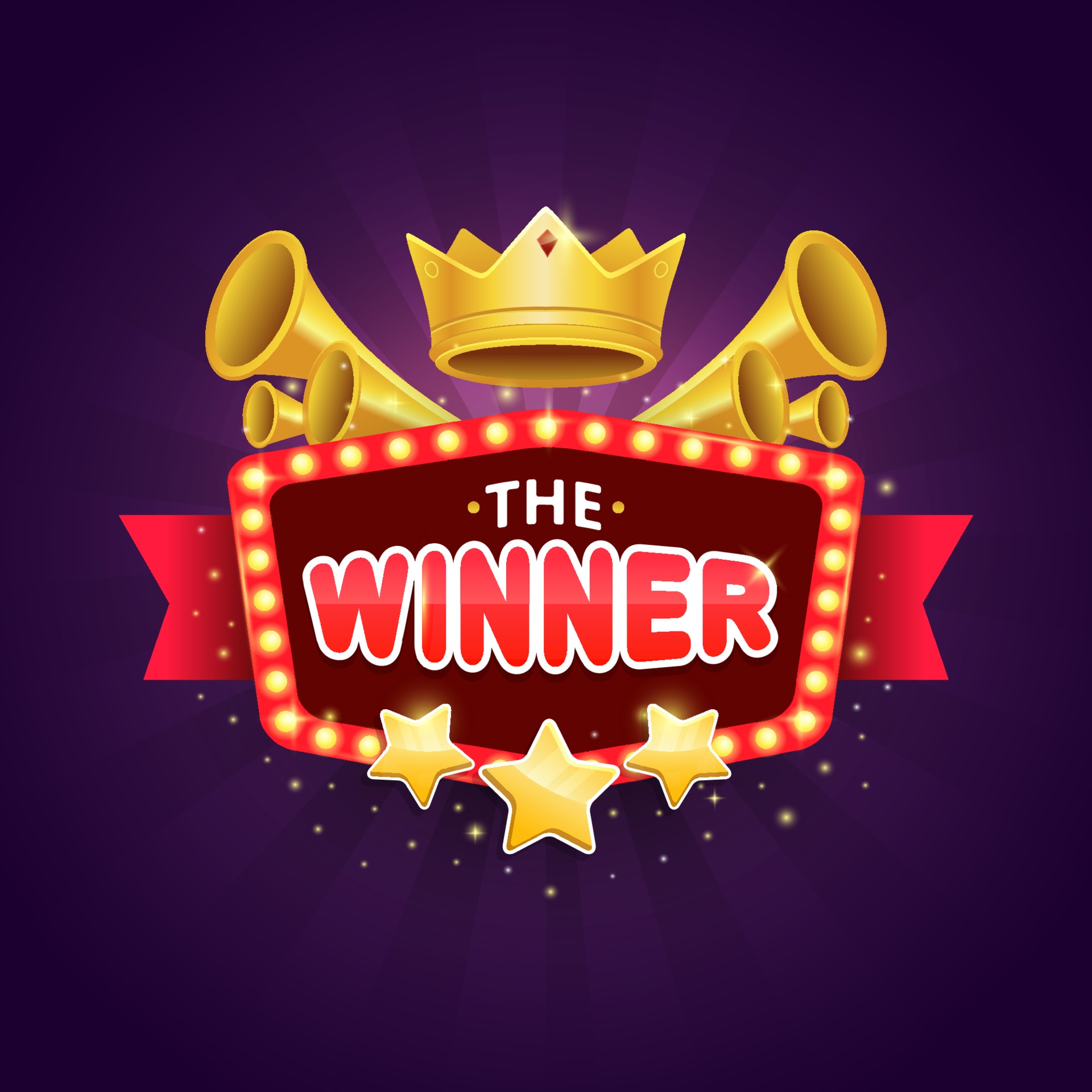 Game winner badge design with shiny crown and star award 2382942 Vector