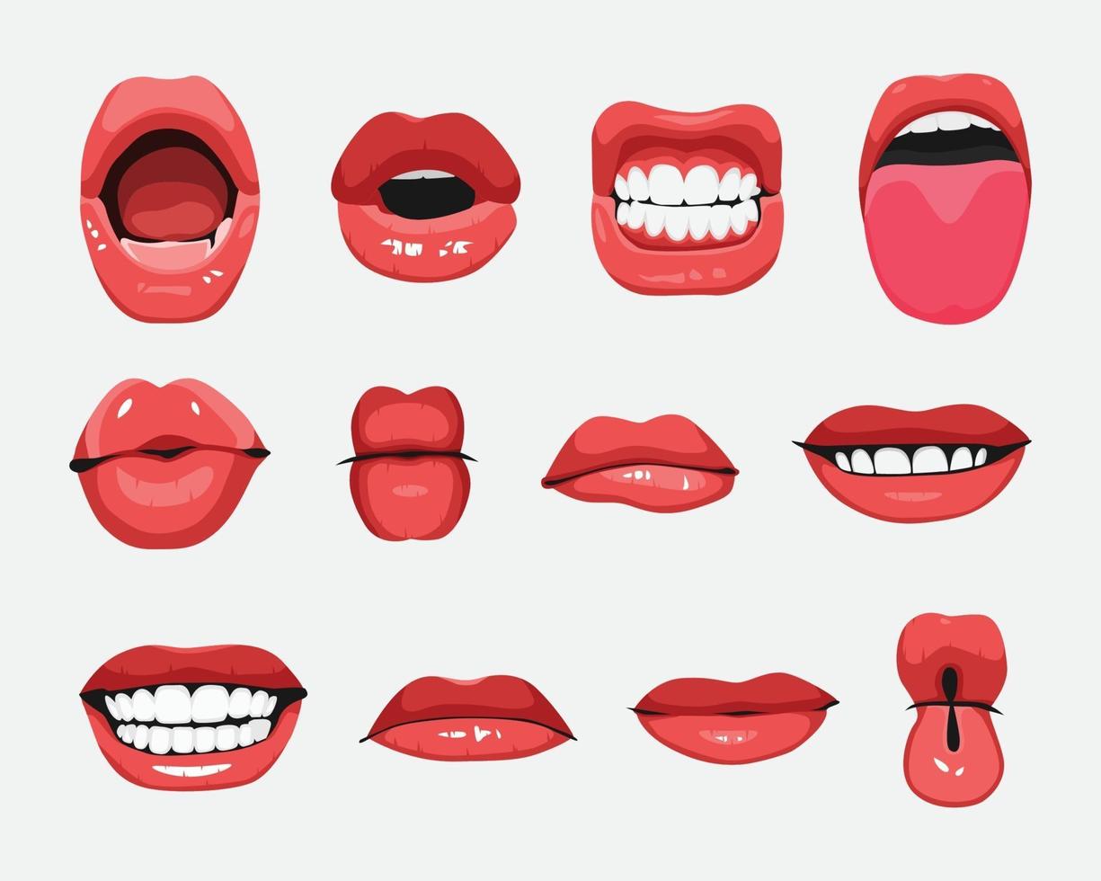 Conjunto de expresiones de la boca gestos faciales ilustración vectorial vector