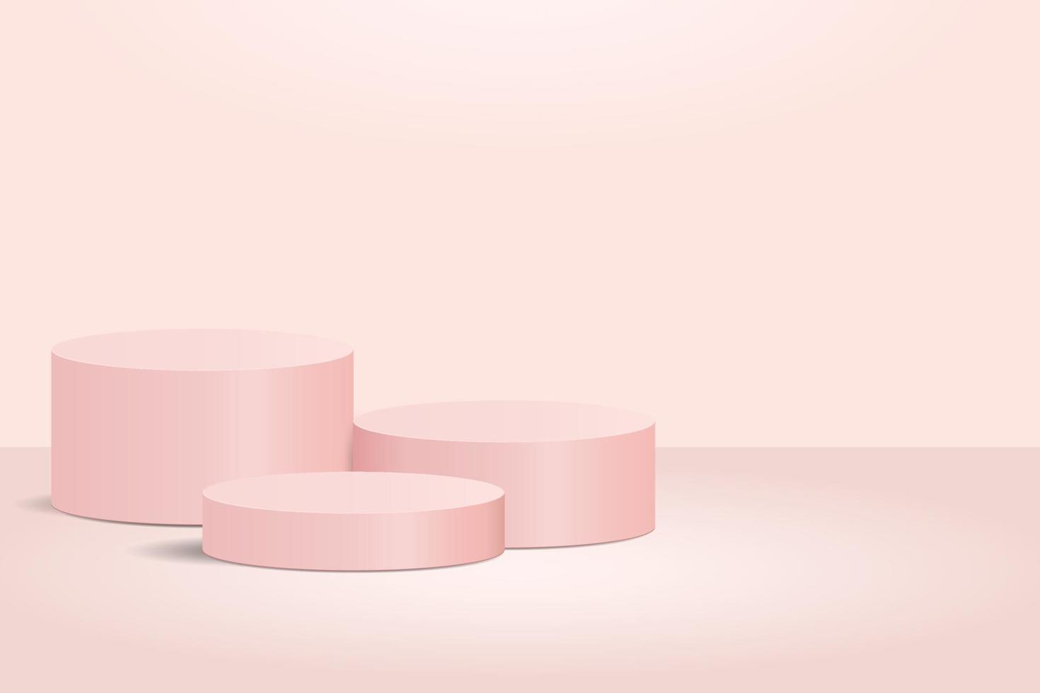 Cilindro fondo rosa podio de vector 3d y escena de exhibición de producto para mostrar el producto