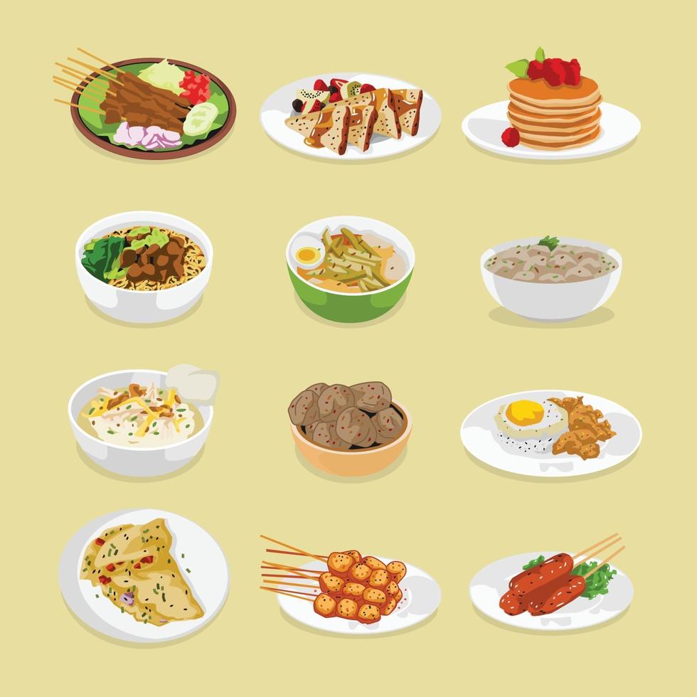 Set of meals for breakfast lunch and dinner vector illustration