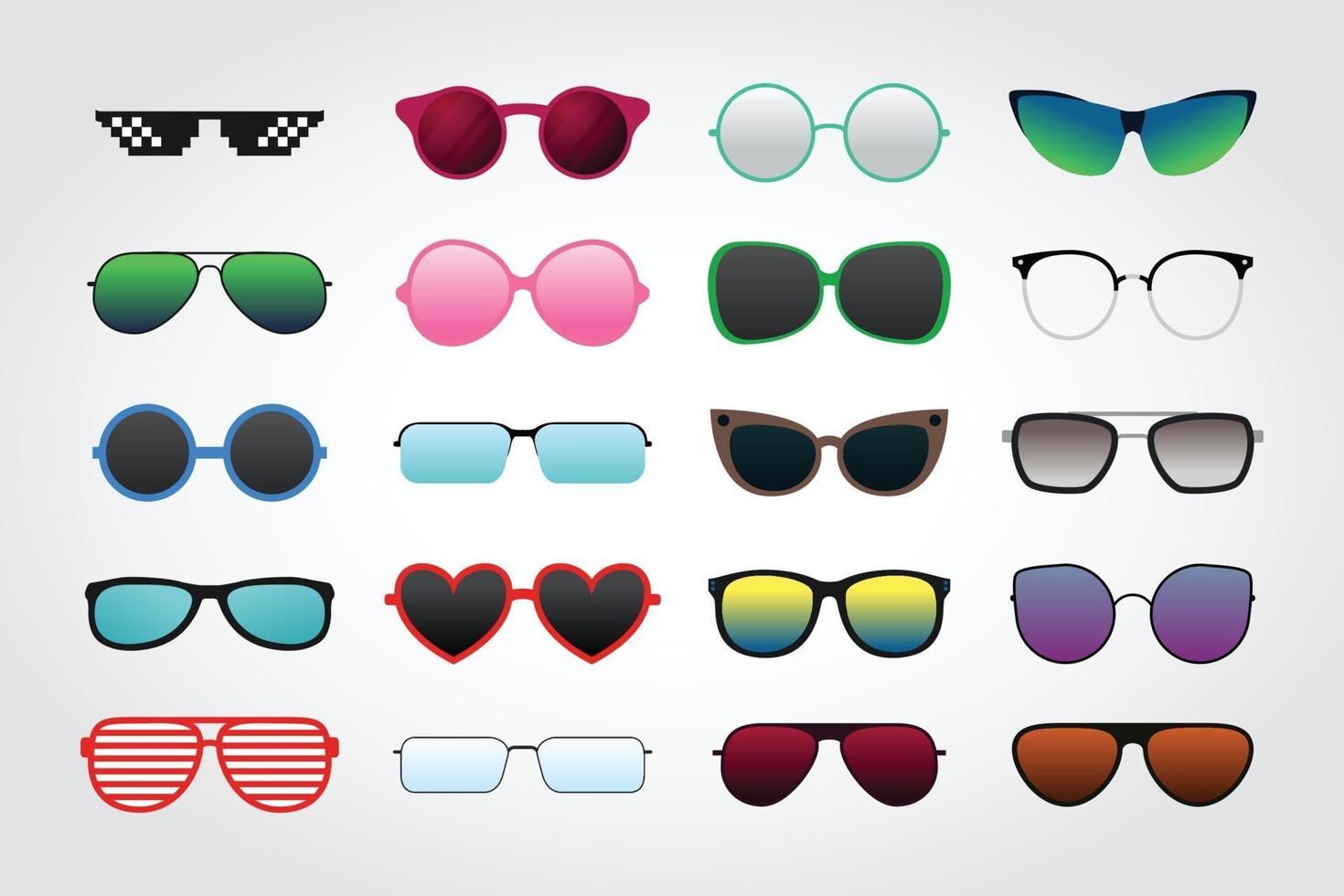 Conjunto de colecciones de gafas de sol aislado sobre fondo blanco. vector