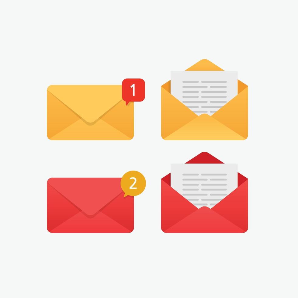 New email notification notice message and read inbox icon vector