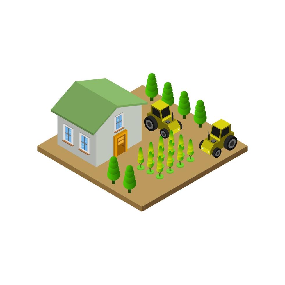 Isometric Farm On White Background vector