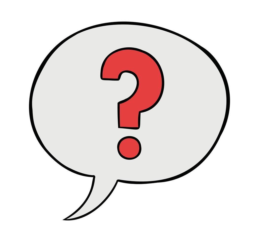 Cartoon Vector Illustration of Speech Bubble With Question Mark