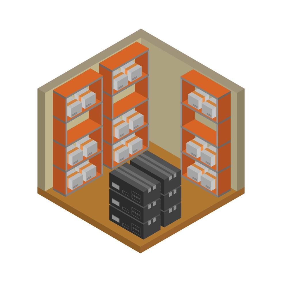 Isometric Warehouse Room On White Background vector