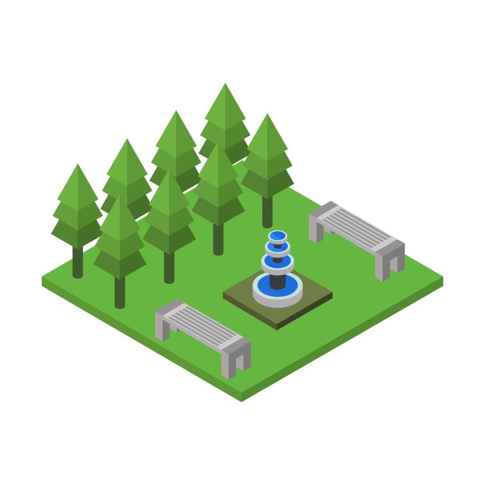 Isometric Park On White Background vector