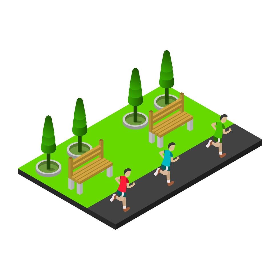 Isometric Park On White Background vector