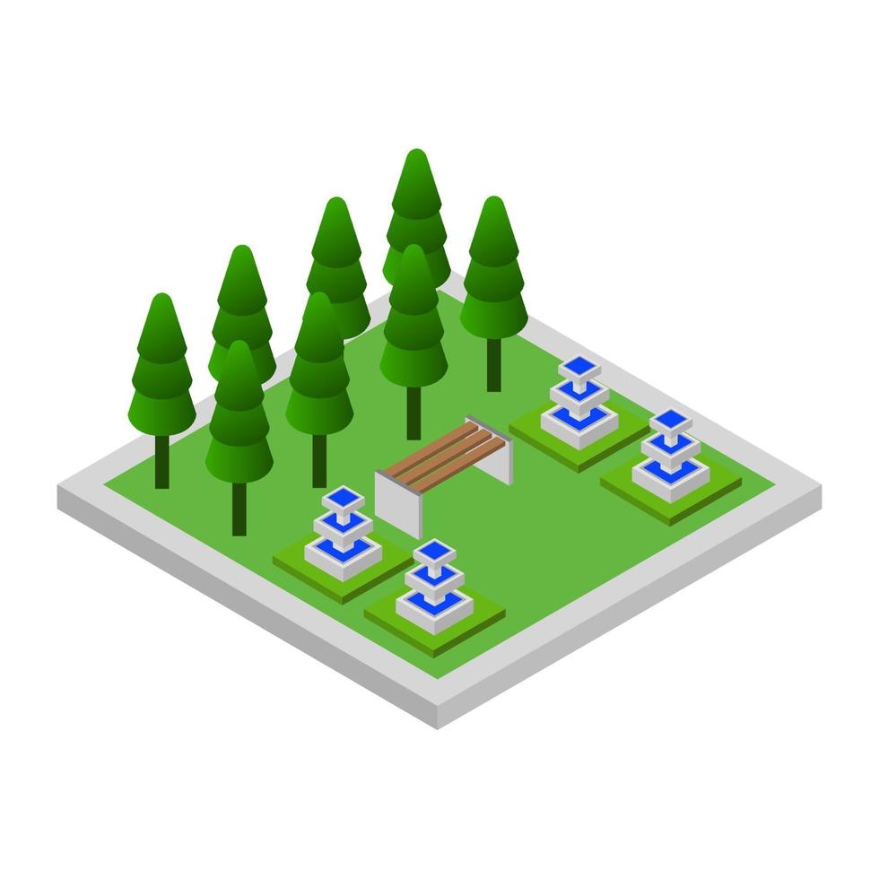 Isometric Park On White Background vector