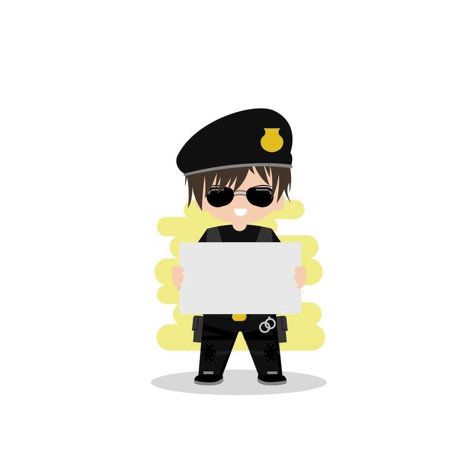 Police officer holding a blank banner vector