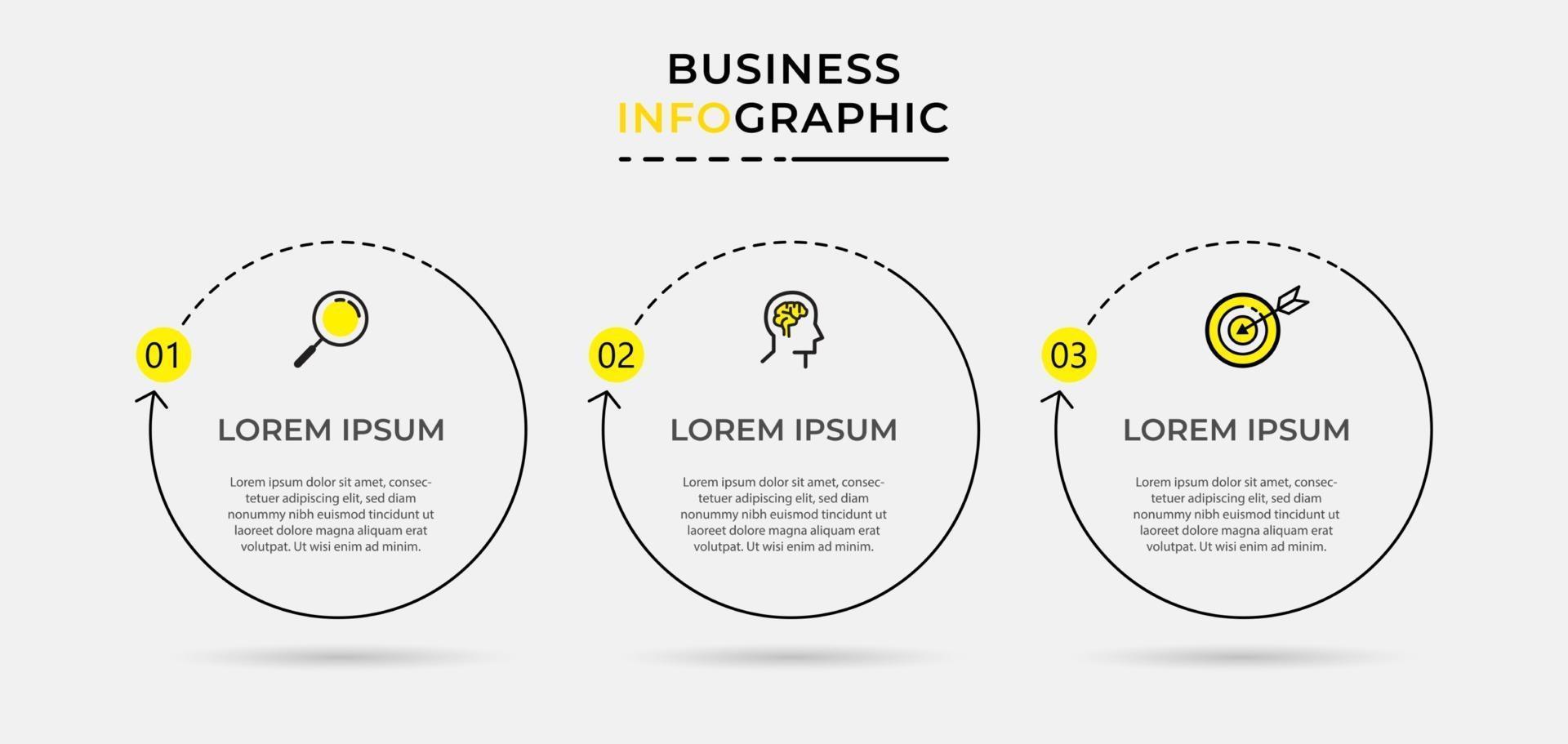 Vector Infographic design business template with icons and 3 options or steps