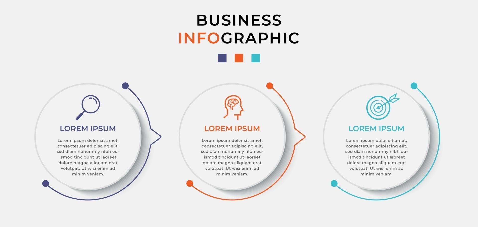 Vector Infographic design business template with icons and 3 options or steps