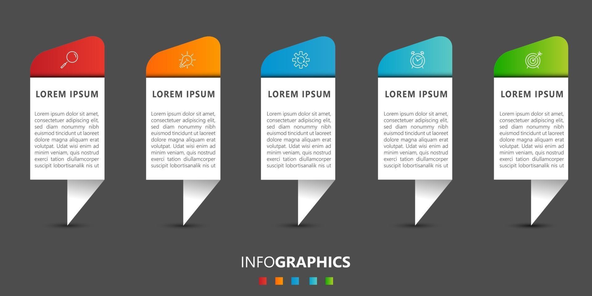 vector de plantilla de diseño de infografía empresarial con iconos y 5 opciones o pasos