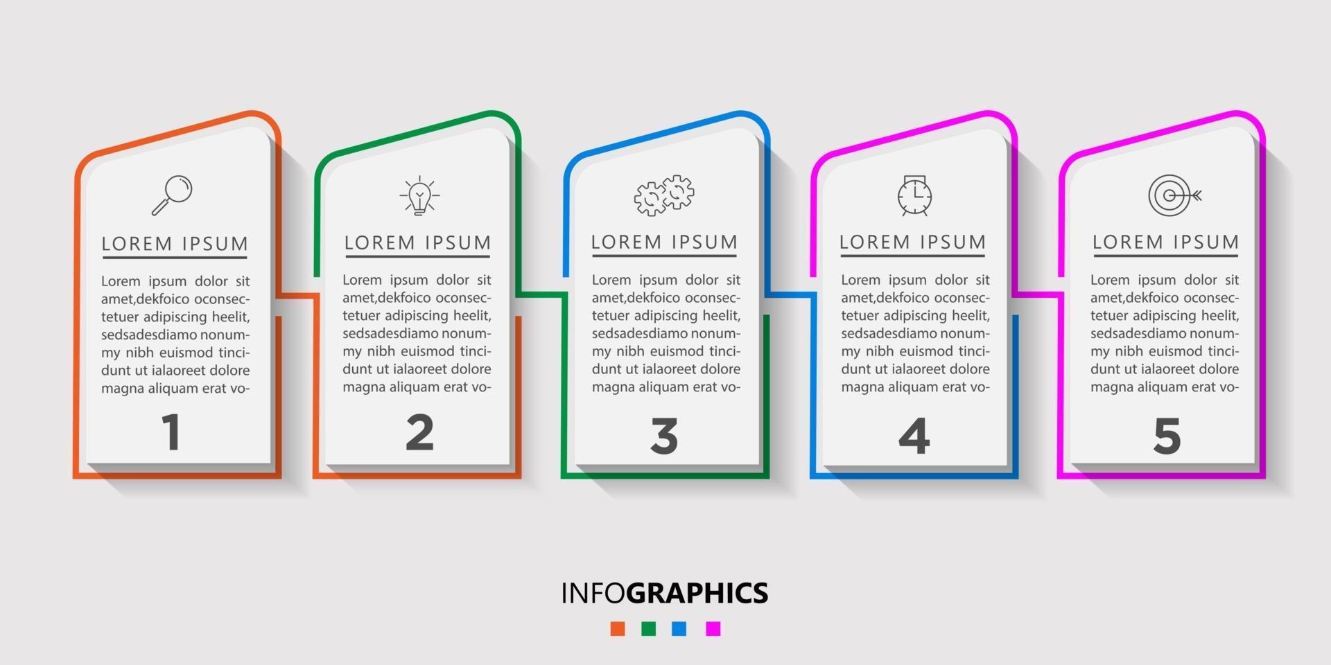 vector de plantilla de diseño de infografía empresarial con iconos y 5 opciones o pasos